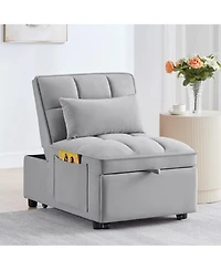 sumyeg 4-in-1 Convertible Sofa Bed with Storage Pockets Adjustable Backrest and Chaise Lounge