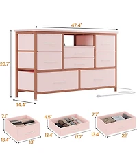 gaomon Modern 8-Drawer Dresser Tv Stand with Rgb Led Lighting, Power Outlet & Usb Ports – Fits 55" TVs, Versatile Storage