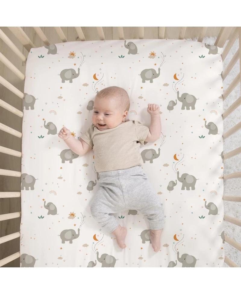 The Peanutshell Baby Crib Bedding Set Girls, Elephant Whimsy, 3 Pieces