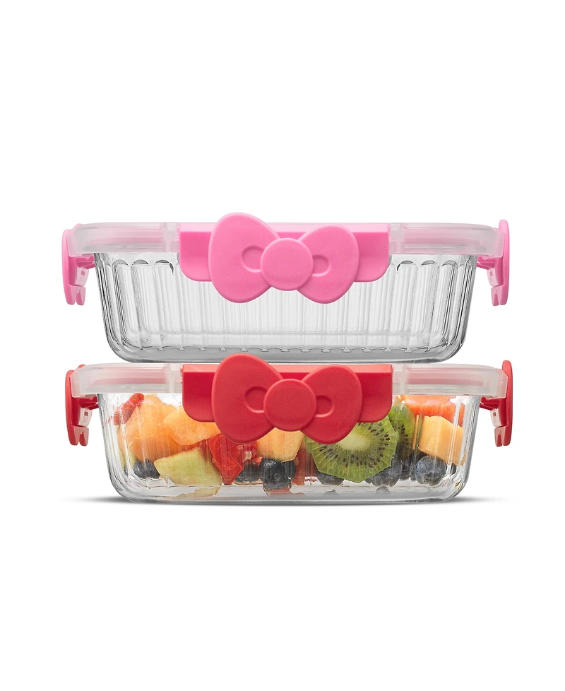 JoyJolt Hello Kitty Fluted Food Storage Containers, Set of 2