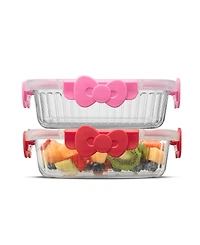 JoyJolt Hello Kitty Fluted Food Storage Containers, Set of 2