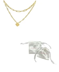 Adornia Layered Paper Clip Chain Heart Pendant Necklace