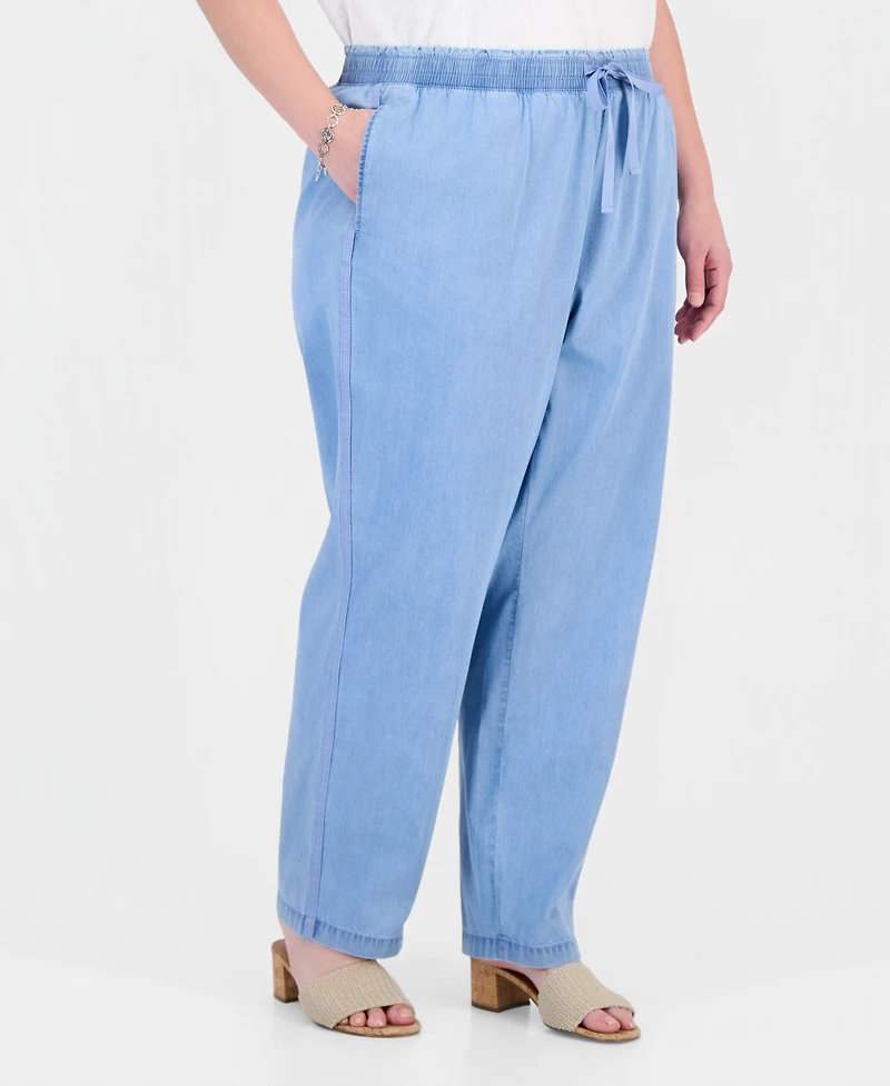 Style & Co Plus Tie-Waist Wide-Leg Pants, Macy's Exclusive