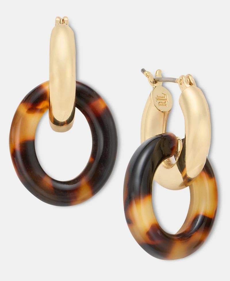 Lauren Ralph Lauren Gold-Tone Tortoise Shell Look Doorknocker Drop Earrings