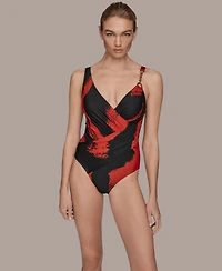 Donna Karan Women's Wrap Front One-Piece Swimsuit