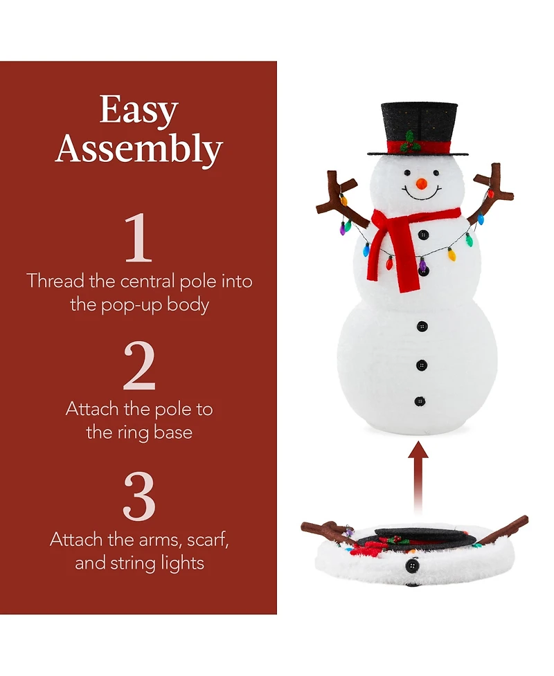 Best Choice Products Lighted Pop-Up Snowman, Outdoor Christmas Holiday Decoration w/ Led Lights, Hat, Scarf