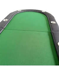 Rbied 73" Oval Wood Foldable Poker Table for 8 Players with Faux Leather Padded Rails and Cup Holders Living Room or Game Nights