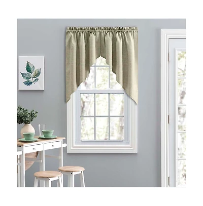Ellis Lisa Solid Color Poly Cotton Duck Fabric 1.5" Rod Pocket for Simple Window Tailored Swag 56"x36" Mist