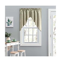 Ellis Lisa Solid Color Poly Cotton Duck Fabric 1.5" Rod Pocket for Simple Window Tailored Swag 56"x36" Mist