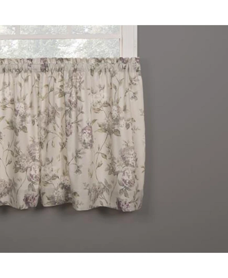 Ellis Curtain Abigail Design Printed Room Darkening 2-Piece Window Rod Pocket Pair Set With 2 Tiers - 56x24" - 56" x 24" Lilac