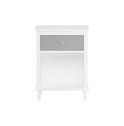 Cesicia Wooden Nightstand with Drawer and Open Shelf Silver Handle for Kids & Adults