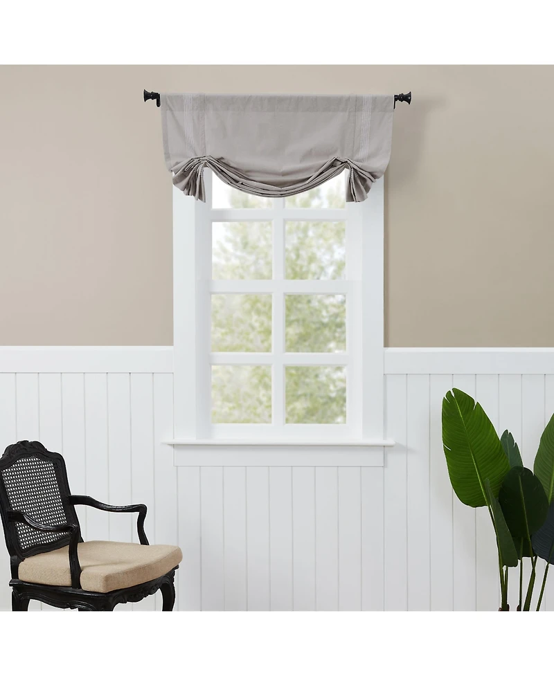 Kate Aurora Country Farmhouse Cotton Striped Rod Pocket Tie Up Window Curtain Panel - Brown/Stone