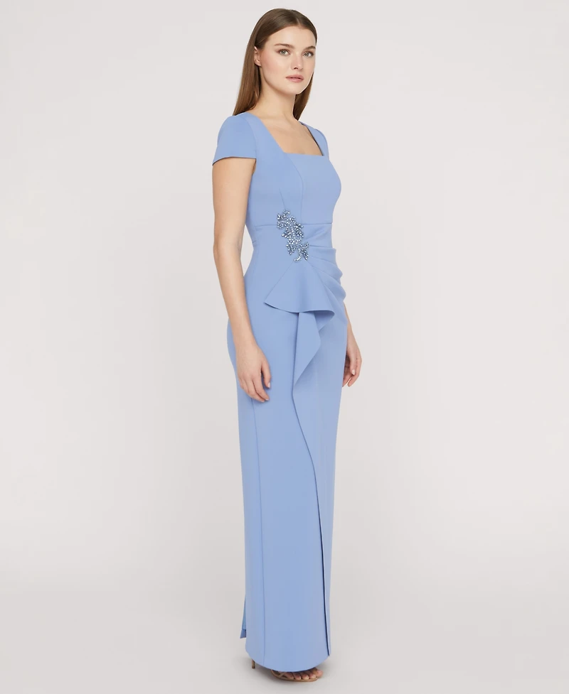 Js Collections Women's Square Neck Front-Cascade Gown