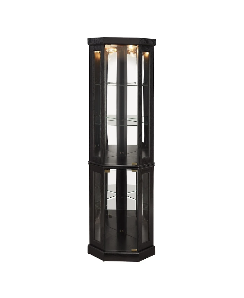 Streamdale Lighted Corner Curio Cabinet - Display Case - Black