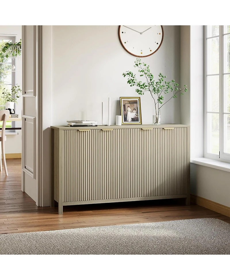 Gaomon 55" Fluted Sideboard Buffet Cabinet, Large Coffee Bar with Adjustable Shelves, Modern Storage Console Cabinet for Living Room.