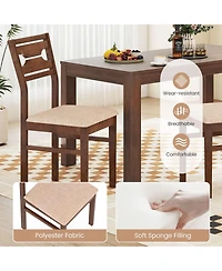 Gymax Dining Chair Set of w/ Rubber Wood Frame Padded Seat Curved Backrest