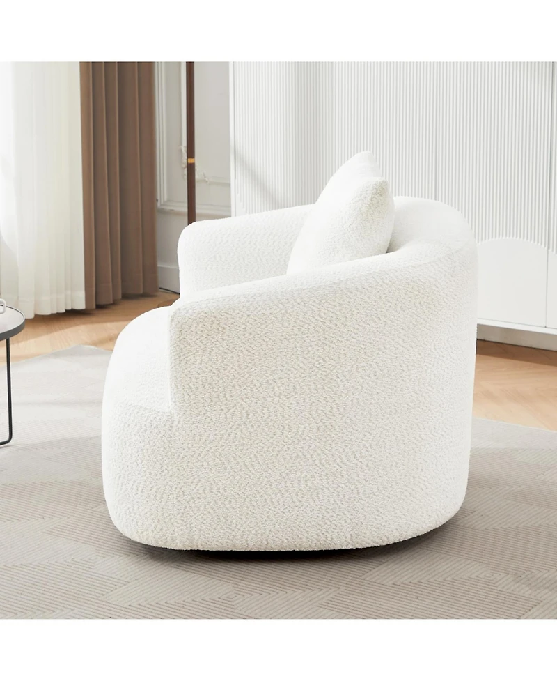 Streamdale Furniture 360° Swivel Accent Chair Sofa with Throw Pillow, Light Gray