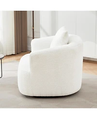 Streamdale Furniture 360° Swivel Accent Chair Sofa with Throw Pillow, Light Gray