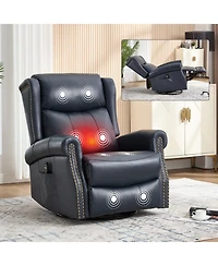 Streamdale Blue Leather Heat Massage Rocker Recliner