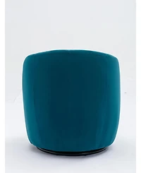 Cesicia Teal Velvet Swivel Accent Armchair With Black Powder Coating Metal Ring