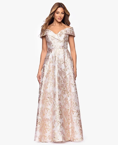 Xscape Women's Sweetheart-Neck Metallic-Jacquard Ball Gown