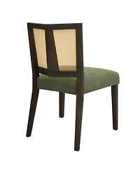 Streamdale Rattan Dining Chair Without Arm(dark brown+green) Set of 2
