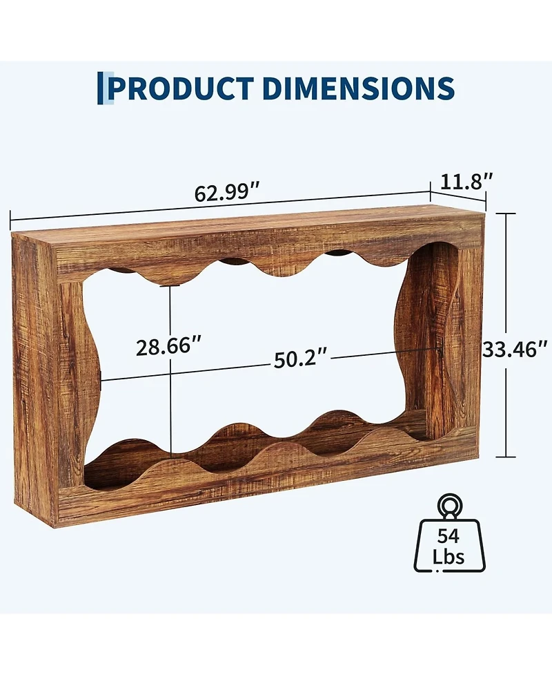 Gaomon 63" Brown Console Table with Storage, Narrow Sofa for Entryway, Hallway or Behind Couch