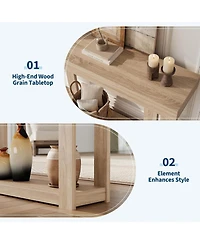 gaomon 46.26" Wood Console Table with Storage, Narrow Sofa Table with Open Shelf, Long Behind Couch Table for Entryway Hallway, Natural