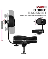 5 Core Drum Throne w Backrest 4" Padded Stool Airlift 25" Adjustable Drummer 441Lb Capacity