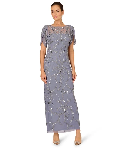 Adrianna Papell Women's Beaded Petal Ball Gown