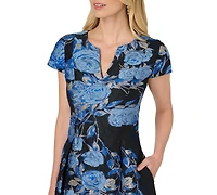 Adrianna Papell Women's Jacquard Tie-Front Ball Gown