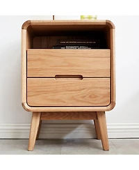 Streamdale Furniture Pure Solid Wood Bedside Cabinet Modern Simple Nightstands Oak Nordic Storage Cabinet
