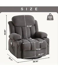Streamdale Furniture Heated Massage Recliner Sofa w/ Usb & Cup Holders (Grey)