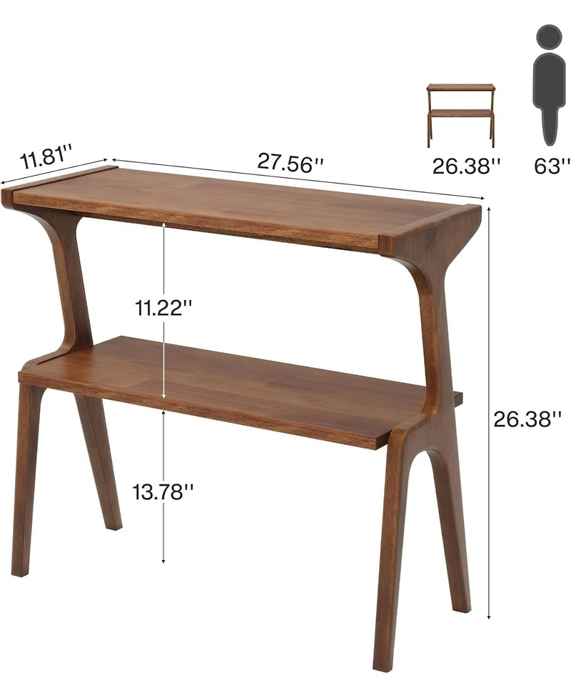 Tribesigns Solid Wood Side Table, 2-Tier Farmhouse Couch Side Table, Rustic Brown