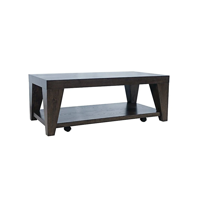 Jofran Modern Contemporary 50" Coffee Table with Storage Shelf and Hidden Casters
