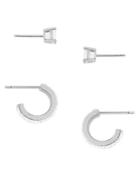 And Now This 2-Pc. Cubic Zirconia 18k Silver Plated Hoop and Stud Earrings Set, Macy's Exclusive