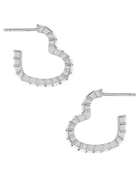 And Now This Crystal Silver Plated Brass Heart Hoop Earrings, Macy's Exclusive