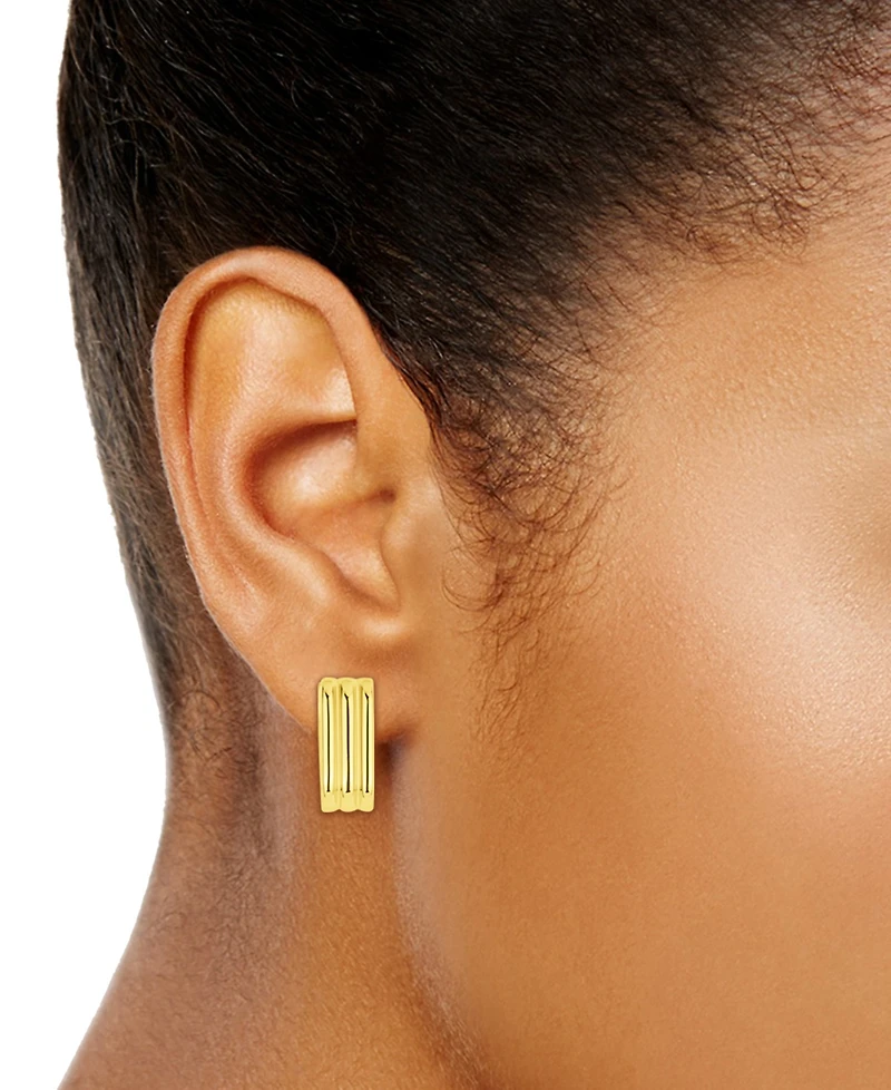 And Now This 18k Gold Plated Brass Ribbed Oblong Huggie Hoops Earrings, Macy's Exclusive