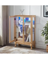 Lovmor Lighted Glass Curio Display Cabinet with Mirrored Back