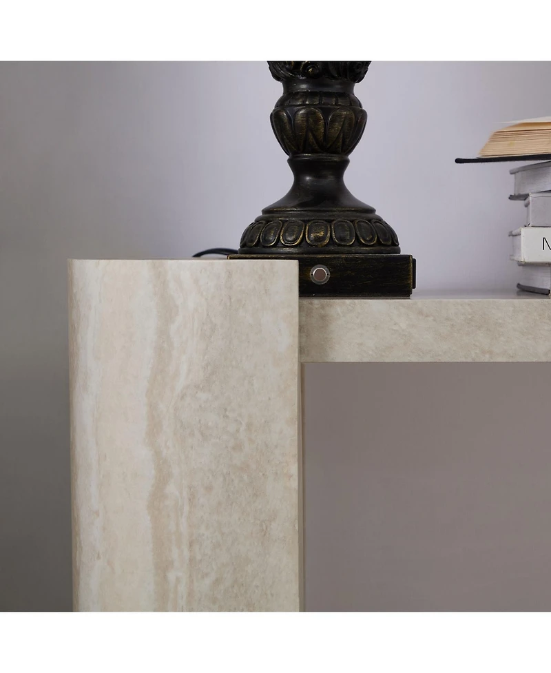Streamdale Furniture Faux Marble Console Table Narrow Sofa Table Beige
