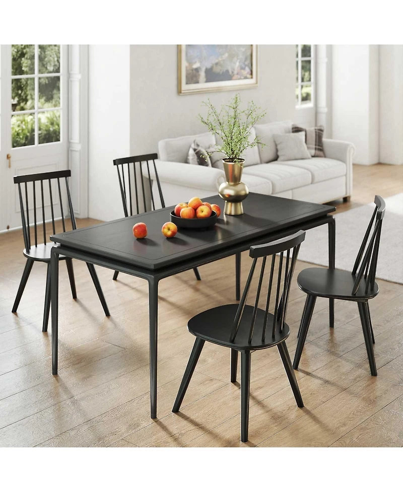 Gymax Windsor Dining Chairs Set of 4 w/Rubber Wood Frame High Spindle Back for Home