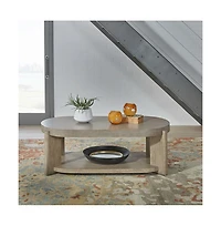 Liberty Furniture Affinity Oval Cocktail Table with Casters Dusty Taupe Faux Concrete Tops