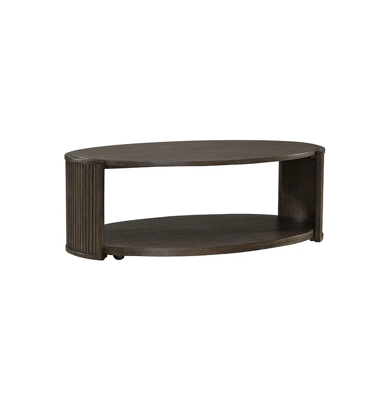 Liberty Furniture City View Oval Cocktail Table for Living Room- Coffee Bean Oak Wood