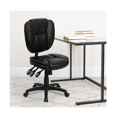 Emma+Oliver Mid-Back Ergonomic Task Office Chair with Pillow Top, Multifunction Swivel Design