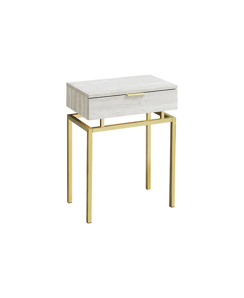 Lovmor 1 Pc Laminate & Metal Marble Look, Storage Drawer, Lamp Compatible Accent Table