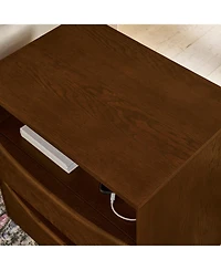 Lovmor Mid Century Nightstand 2 Drawers Usb Outlet Louver Wood Bedside End Table