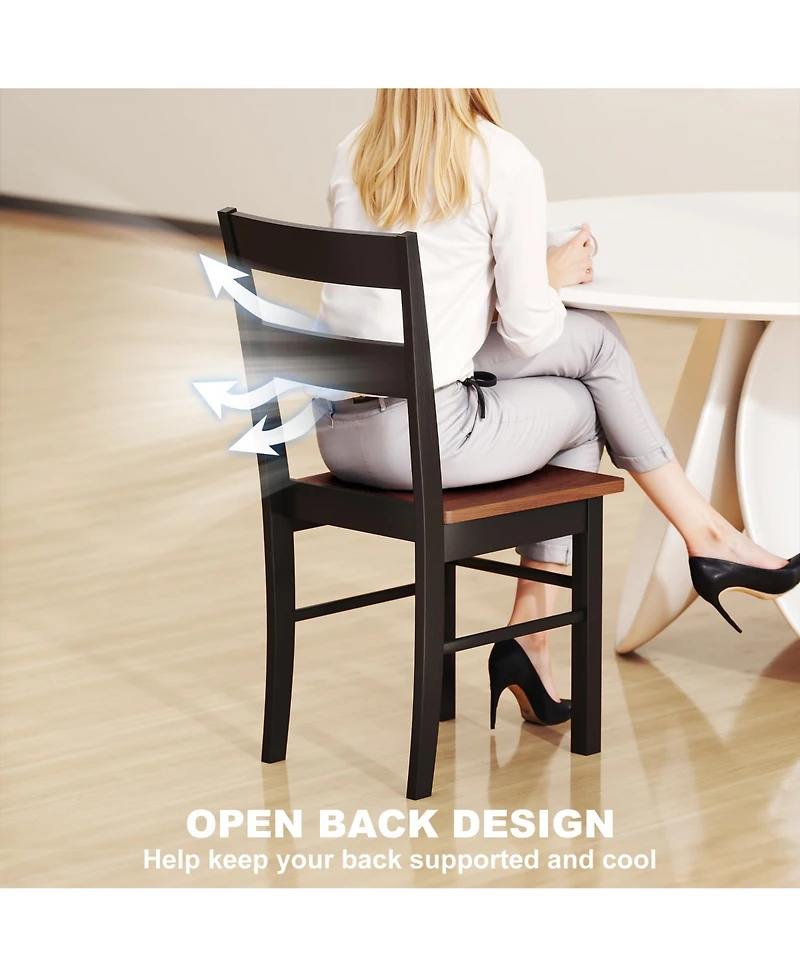 Homcom Farmhouse Armless Dining Chairs, Set of 2 with Open Back, Light