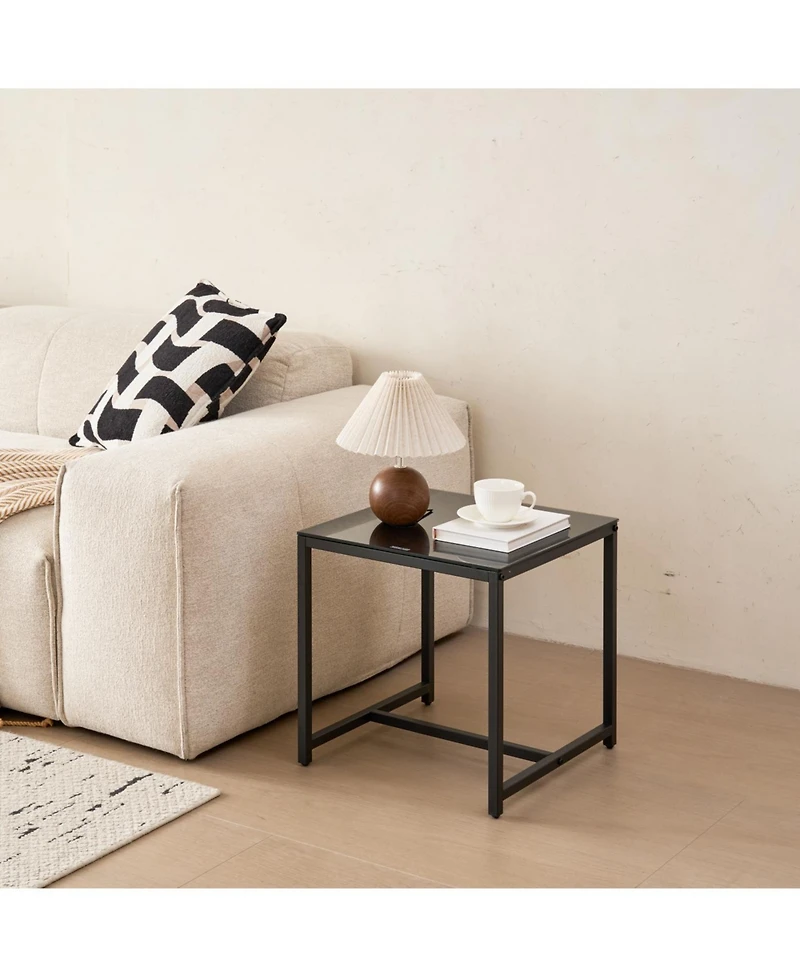 Streamdale Furniture Glass Night Stand with Metal Leg