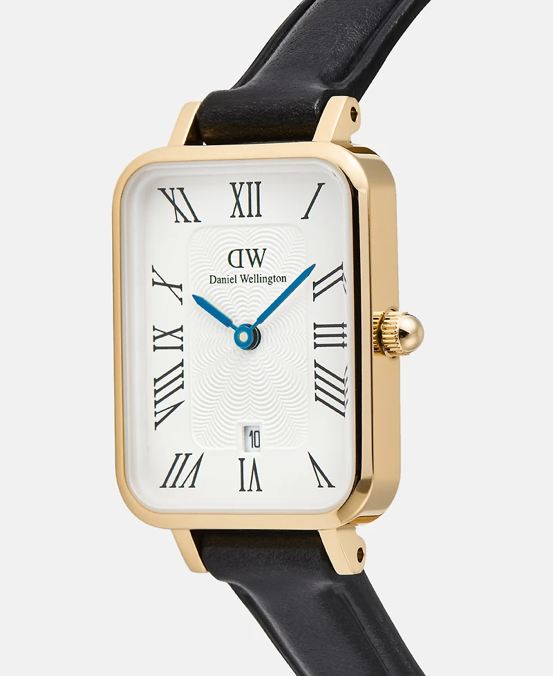 Daniel Wellington Women's Date Black Leather Watch 26, mm