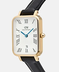 Daniel Wellington Women's Date Black Leather Watch 26, mm